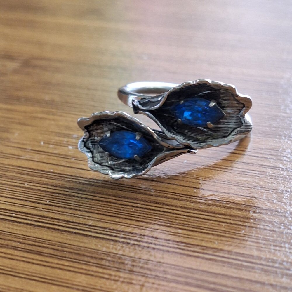 Calla Lily Blue Rhinestone Marquise Ring